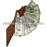 Black Man Hand Holding Money 100 Dollar Bills Benjamin Cash Gangster Business SVG JPG PNG Vector Clipart Cricut Silhouette Cut Cutting