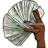 Black Man Hand Holding Money Dollars Cash Moneymaker Gangster Business SVG JPG PNG Vector Clipart Cricut Silhouette Cut Cutting