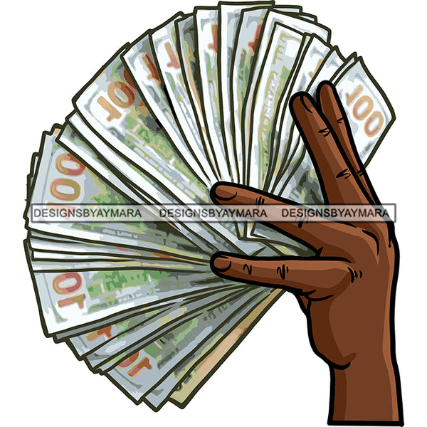 Black Man Hand Holding Money Dollars Cash Moneymaker Gangster Business SVG JPG PNG Vector Clipart Cricut Silhouette Cut Cutting
