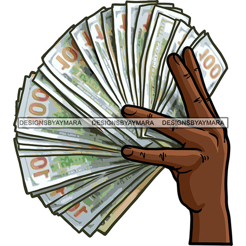 Black Man Hand Holding Money Dollars Cash Moneymaker Gangster Business SVG JPG PNG Vector Clipart Cricut Silhouette Cut Cutting