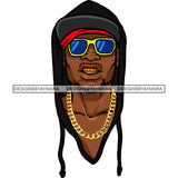 Black Man Wearing Hoodie Baseball Cap Sunglasses Necklace Gansta Street SVG JPG PNG Vector Clipart Cricut Silhouette Cut Cutting