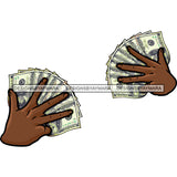 Black Man Hands Holding Money Dollars Cash Moneymaker Gangster Hustle Business SVG JPG PNG Vector Clipart Cricut Silhouette Cut Cutting