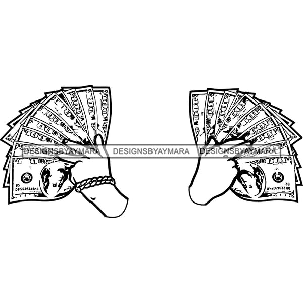 Man Hands Holding Money Dollars Cash Moneymaker Gangster Dealer Business B/W SVG JPG PNG Vector Clipart Cricut Silhouette Cut Cutting