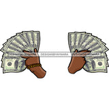 Black Man Hands Holding Money Dollars Cash Moneymaker Gangster Dealer Business SVG JPG PNG Vector Clipart Cricut Silhouette Cut Cutting