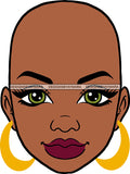 Afro Black Goddess Portrait Bamboo Hoop Earrings Sexy Lips Woman Bald Hair Style  SVG Cutting Files For Silhouette  Cricut