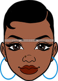 Afro Black Goddess Portrait Bamboo Hoop Earrings Sexy Lips Woman Short Hair Style  SVG Cutting Files For Silhouette  Cricut