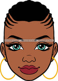 Afro Black Goddess Portrait Bamboo Hoop Earrings Sexy Blue Eyes Lips Woman Corn Row Hair Style  SVG Cutting Files For Silhouette  Cricut