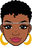 Afro Black Goddess Portrait Bamboo Hoop Earrings Sexy Lips Woman Short Hair Style  SVG Cutting Files For Silhouette  Cricut