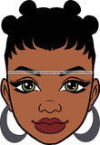 Afro Black Goddess Portrait Bamboo Hoop Earrings Sexy Lips Woman Bank Knots Hair Style  SVG Cutting Files For Silhouette  Cricut