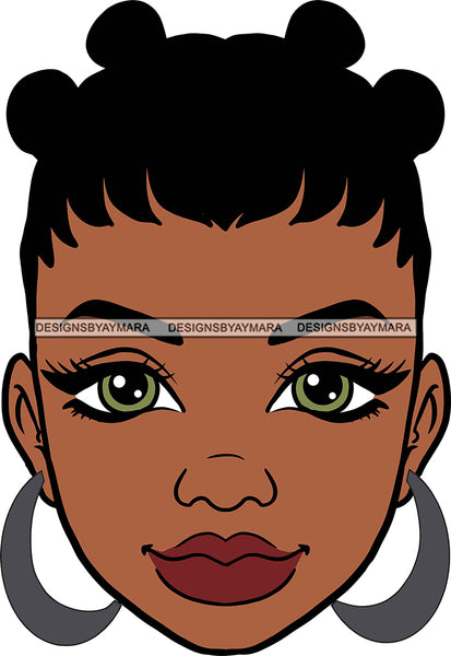 Afro Black Goddess Portrait Bamboo Hoop Earrings Sexy Lips Woman Bank Knots Hair Style  SVG Cutting Files For Silhouette  Cricut