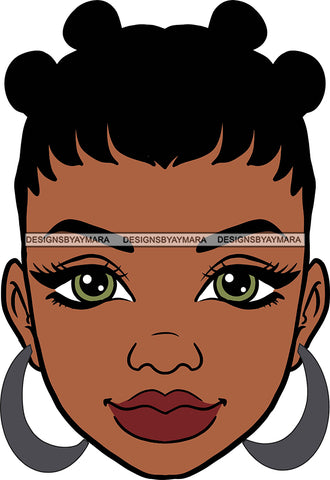 Afro Black Goddess Portrait Bamboo Hoop Earrings Sexy Lips Woman Bank Knots Hair Style  SVG Cutting Files For Silhouette  Cricut