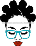 Afro Black Goddess Portrait Bamboo Hoop Earrings Glasses Sexy Lips Woman Banku Knotts Hair Style  SVG Cutting Files For Silhouette  Cricut