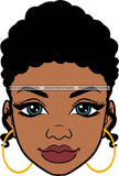 Afro Black Goddess Portrait Bamboo Hoop Earrings Sexy Lips Woman Short Hair Style  SVG Cutting Files For Silhouette  Cricut