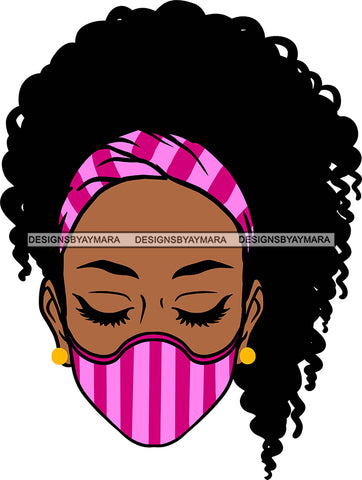 Afro Black Goddess Portrait Bamboo Earrings Bandana Face Mask Sexy  Woman Curly Hair Style  SVG Cutting Files For Silhouette  Cricut