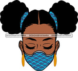 Afro Black Goddess Portrait Bamboo Earrings Bandana Face Mask Sexy Woman Pigtails Hair Style  SVG Cutting Files For Silhouette  Cricut