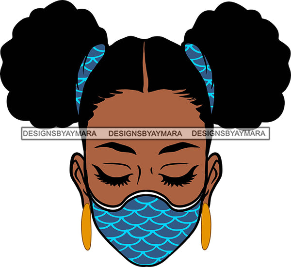 Afro Black Goddess Portrait Bamboo Earrings Bandana Face Mask Sexy Woman Pigtails Hair Style  SVG Cutting Files For Silhouette  Cricut