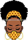 Afro Black Goddess Portrait Bamboo Earrings Bandana Face Mask Sexy Woman Up Do Hair Style  SVG Cutting Files For Silhouette  Cricut