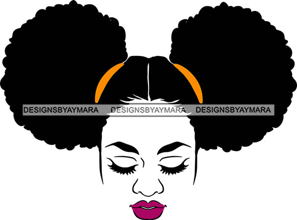 Afro Black Goddess Portrait Bamboo Hoop Earrings Sexy Lips Woman Pigtails Hair Style  SVG Cutting Files For Silhouette  Cricut