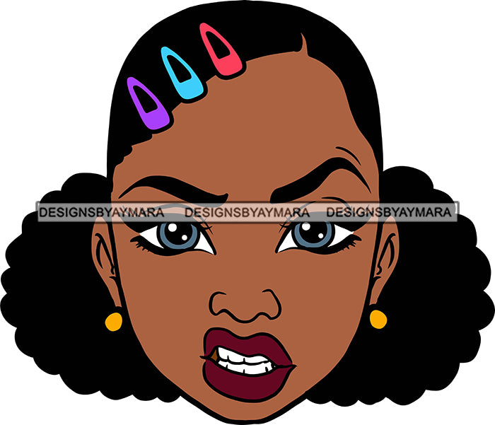 Afro Black Goddess Portrait Bamboo Earrings Blue Eyes Attitude Gesture Designsbyaymara