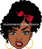 Afro Black Goddess Portrait Bamboo Earrings Bandana Attitude Gesture Blue Eyes Sexy Lips Woman Bow Up Do Hair Style  SVG Cutting Files For Silhouette  Cricut