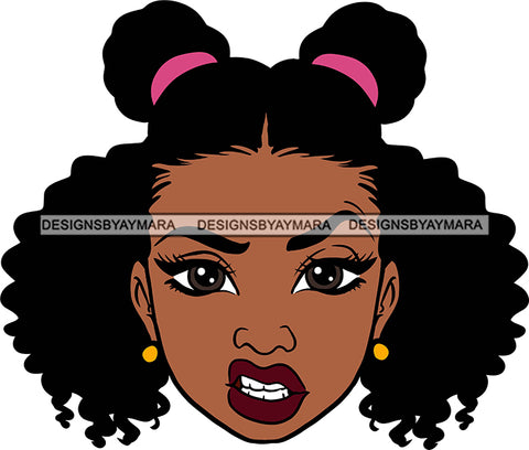 Afro Black Goddess Portrait Bamboo Earrings Blue Eyes Attitude Gesture Sexy Lips Woman Pigtails Hair Style SVG Cutting Files For Silhouette  Cricut