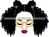 Afro Black Goddess Portrait Bamboo Hoop Earrings Glasses Sexy Lips Woman Banku Knotts Hair Style  SVG Cutting Files For Silhouette  Cricut