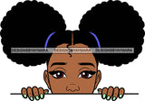 Afro Lili Black Girl Woman Peeking Peekaboo Nails Nubian Queen Melanin Pigtails Hair Style SVG Cutting Files For Silhouette Cricut More