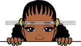 Afro Lili Black Girl Woman Peeking Peekaboo Nails Nubian Queen Melanin Corn Rows Hair Style SVG Cutting Files For Silhouette Cricut More