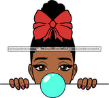 Afro Lili Black Girl Woman Peeking Peekaboo Bubble Gum Nails Nubian Queen Melanin Bow  Up Do Hair Style SVG Cutting Files For Silhouette Cricut More