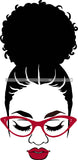 Afro Black Goddess Portrait Bamboo Hoop Earrings Glasses Sexy Lips Woman Up Do Hair Style  SVG Cutting Files For Silhouette  Cricut