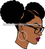 Afro Black Goddess Portrait Profile Bamboo Hoop Earrings Glasses Sexy Lips Woman Pigtails Hair Style  SVG Cutting Files For Silhouette  Cricut