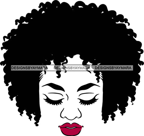 Afro Black Goddess Portrait Bamboo Hoop Earrings Sexy Lips Woman Afro Hair Style  SVG Cutting Files For Silhouette  Cricut