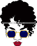 Afro Black Goddess Portrait Bamboo Hoop Earrings Sunglasses Sexy Lips Woman Curly Hair Style  SVG Cutting Files For Silhouette  Cricut