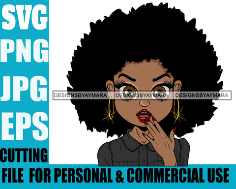 Afro Cute Lili Big Eyes Surprise Face Expression Designs For Commercial And Personal Use Black Girl Woman Nubian Queen Melanin SVG Cutting Files For Silhouette Cricut and More