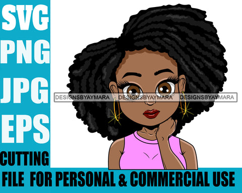 Afro Cute Lili Big Eyes Designs For Commercial And Personal Use Black Girl Woman Nubian Queen Melanin SVG Cutting Files For Silhouette Cricut and More