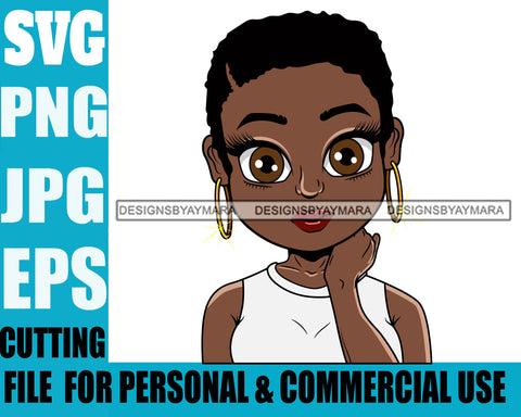 Afro Cute Lili Big Eyes Designs For Commercial And Personal Use Black Girl Woman Nubian Queen Melanin SVG Cutting Files For Silhouette Cricut and More