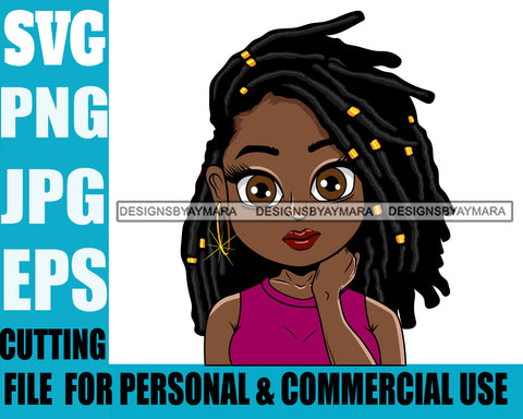 Afro Cute Lili Big Eyes Designs For Commercial And Personal Use Black Girl Woman Nubian Queen Melanin SVG Cutting Files For Silhouette Cricut and More