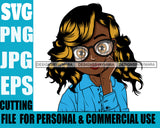 Afro Cute Lili Big Eyes Big Glasses Designs For Commercial And Personal Use Black Girl Woman Nubian Queen Melanin SVG Cutting Files For Silhouette Cricut and More