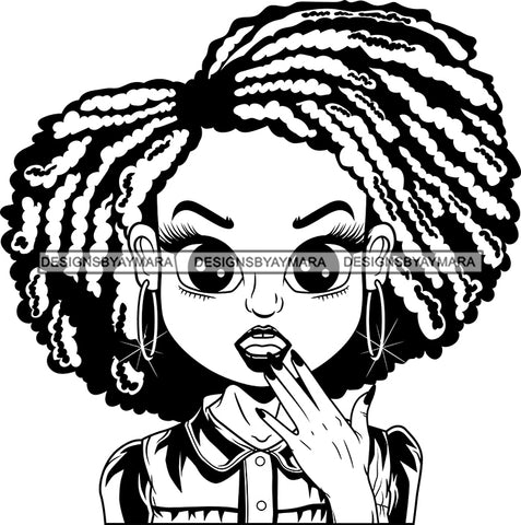 Afro Cute Lili Big Eyes Surprise Face Expression Designs For Commercial And Personal Use Black Girl Woman Nubian Queen Melanin SVG Cutting Files For Silhouette Cricut and More