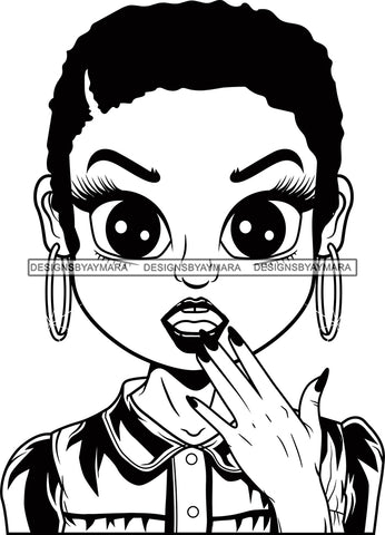 Afro Cute Lili Big Eyes Surprise Face Expression Designs For Commercial And Personal Use Black Girl Woman Nubian Queen Melanin SVG Cutting Files For Silhouette Cricut and More