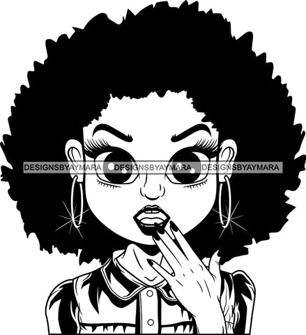 Afro Cute Lili Big Eyes Surprise Face Expression Designs For Commercial And Personal Use Black Girl Woman Nubian Queen Melanin SVG Cutting Files For Silhouette Cricut and More