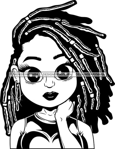 Afro Cute Lili Big Eyes Designs For Commercial And Personal Use Black Girl Woman Nubian Queen Melanin SVG Cutting Files For Silhouette Cricut and More