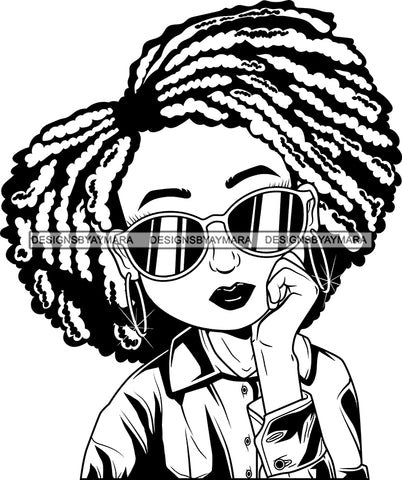 Afro Cute Lili Big Eyes Cool Glasses Designs For Commercial And Personal Use Black Girl Woman Nubian Queen Melanin SVG Cutting Files For Silhouette Cricut and More