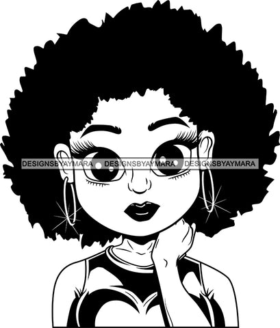 Afro Cute Lili Big Eyes Designs For Commercial And Personal Use Black Girl Woman Nubian Queen Melanin SVG Cutting Files For Silhouette Cricut and More