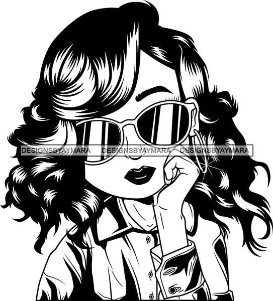 Afro Cute Lili Big Eyes Cool Glasses Designs For Commercial And Personal Use Black Girl Woman Nubian Queen Melanin SVG Cutting Files For Silhouette Cricut and More