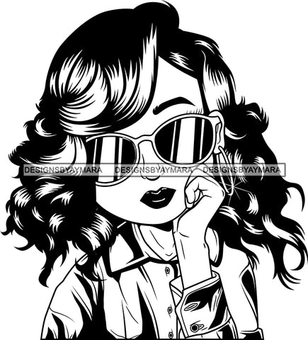 Afro Cute Lili Big Eyes Cool Glasses Designs For Commercial And Personal Use Black Girl Woman Nubian Queen Melanin SVG Cutting Files For Silhouette Cricut and More