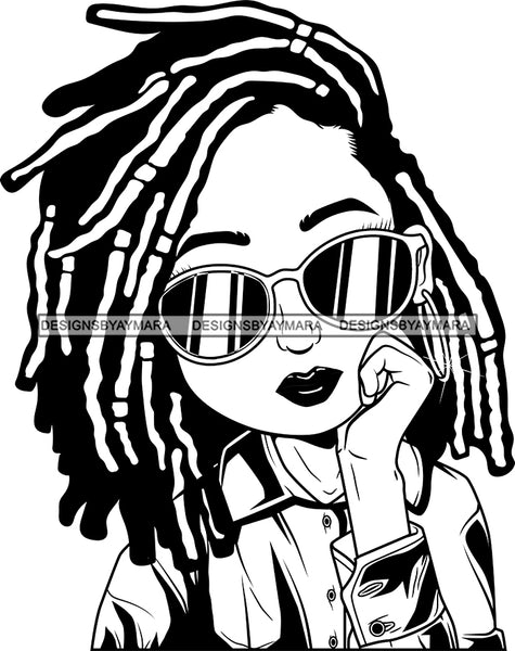 Afro Cute Lili Big Eyes Cool Glasses Designs For Commercial And Personal Use Black Girl Woman Nubian Queen Melanin SVG Cutting Files For Silhouette Cricut and More