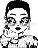 Afro Cute Lili Big Eyes Cool Glasses Designs For Commercial And Personal Use Black Girl Woman Nubian Queen Melanin SVG Cutting Files For Silhouette Cricut and More