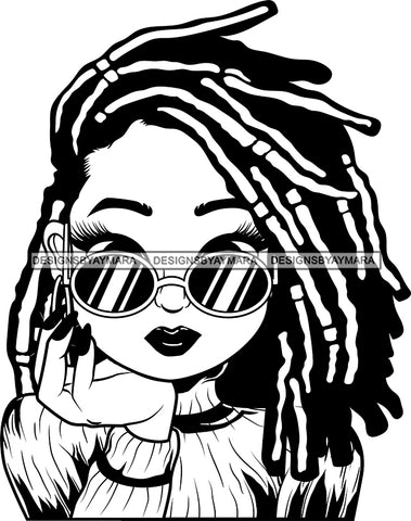 Afro Cute Lili Big Eyes Cool Glasses Designs For Commercial And Personal Use Black Girl Woman Nubian Queen Melanin SVG Cutting Files For Silhouette Cricut and More