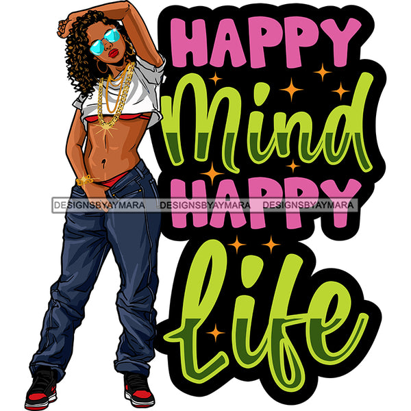 Afro Sexy Young Woman Life Quotes Sunglasses Casual Outfit Curly Hairstyle SVG JPG PNG Cutting Files For Silhouette and Cricut and More!